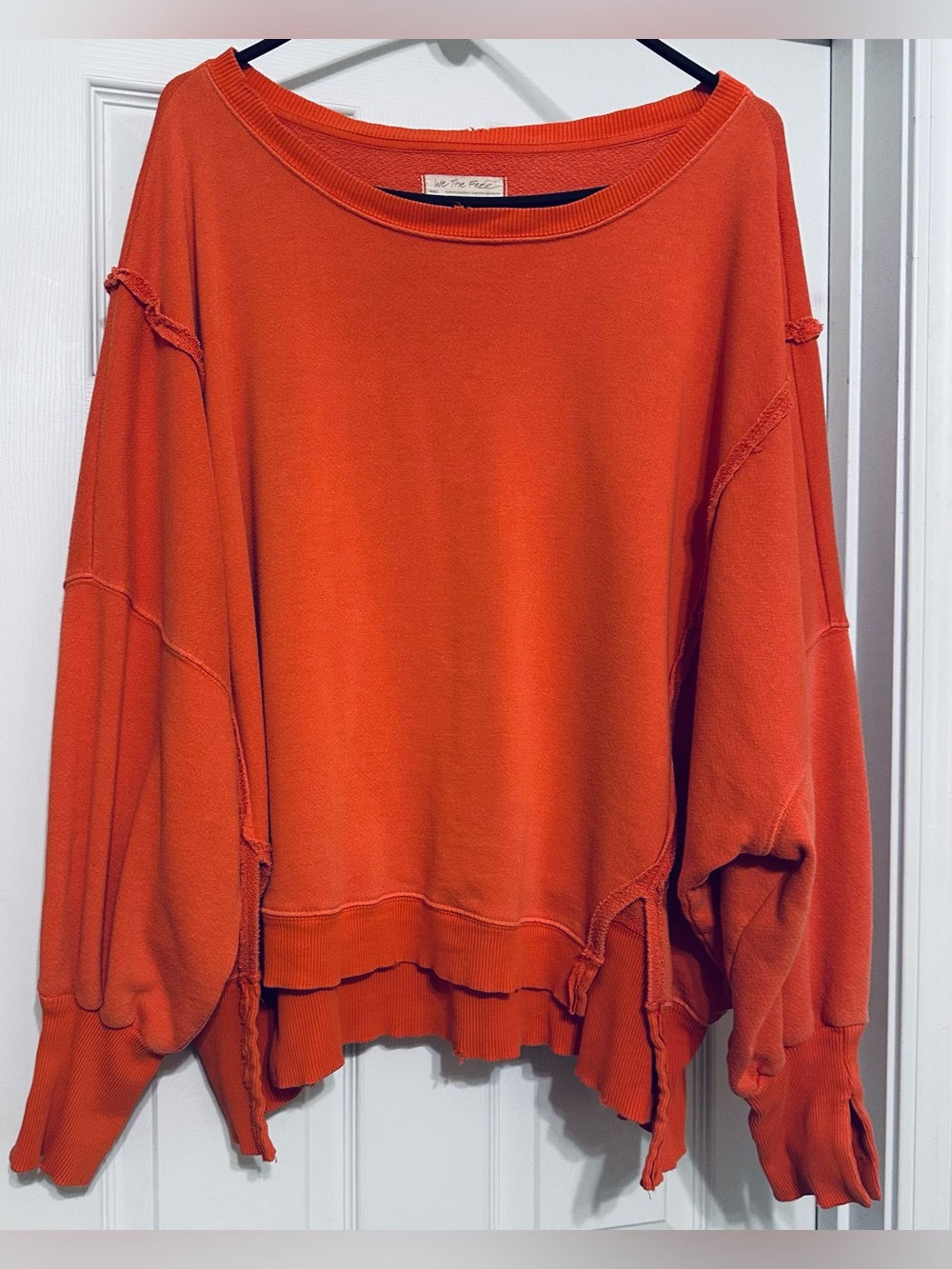 Free People Distressed Oversized Orange Camden Sweatshirt